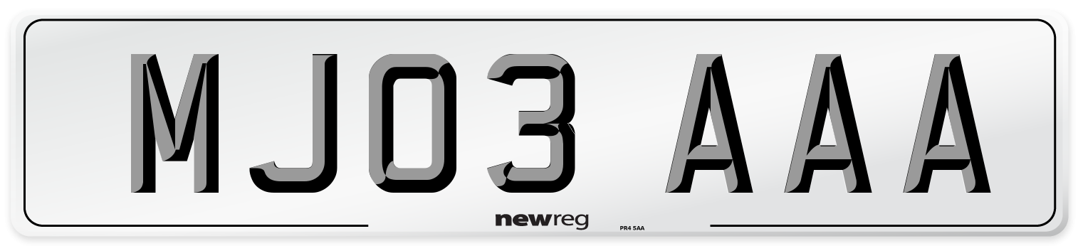 MJ03 AAA Number Plate from New Reg